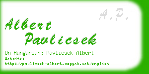 albert pavlicsek business card